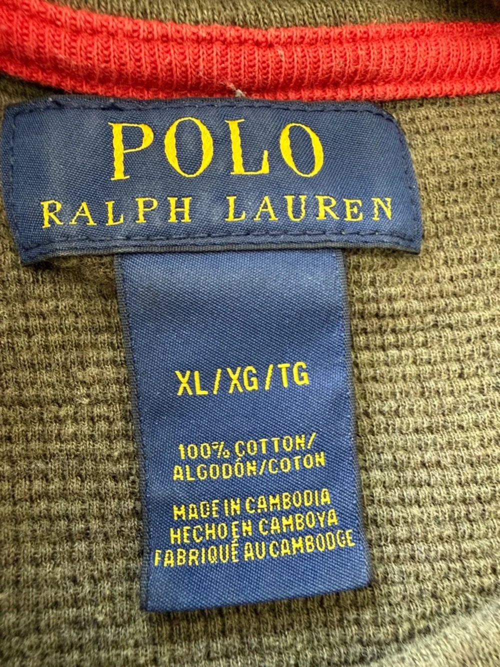Polo Ralph Lauren Men’s Crewneck Waffle-knit Long Sleeve Shirt Sz  XL Green